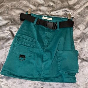 Teal Cargo Mini Skirt